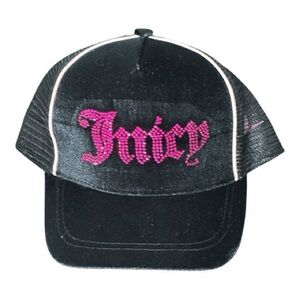 Juicy Couture Kids Black Trucker Hat with Pink Rhinestones NWT